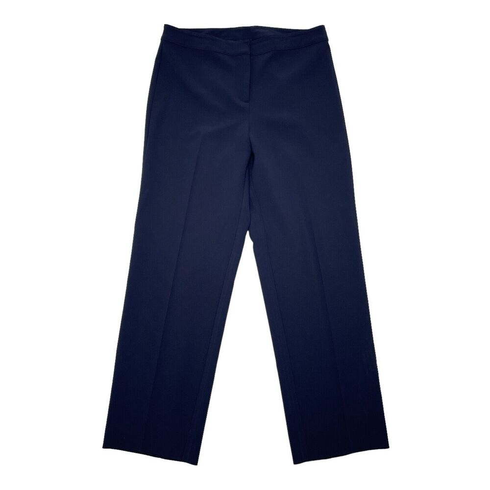 St John Pants Womens Size 6 Navy Blue Straight Leg Stretch Career Crop Office